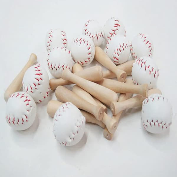 20 stk. ufærdige mini baseballbat i træ, umalede baseballbatperler