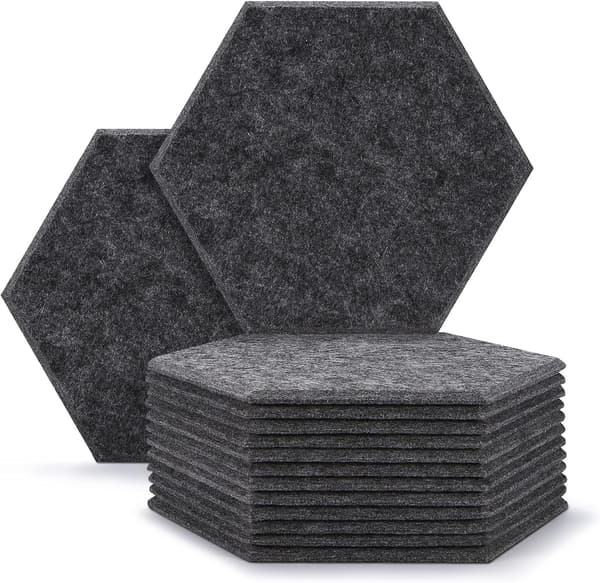 12 stk. akustiske absorpsjonspaneler, sekskantet absorpsjonspanel, akustisk lydisolerende isolasjonspanel