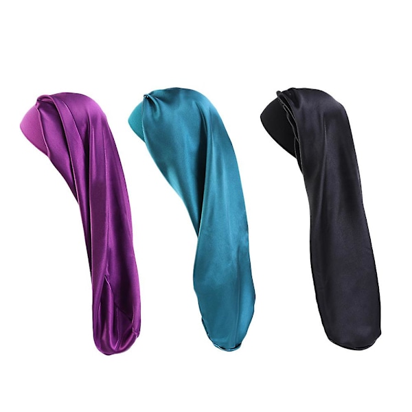 Bred Brätte Lång Flätad Satin Stretch Dam Nattmössor (B) 3 stycken
