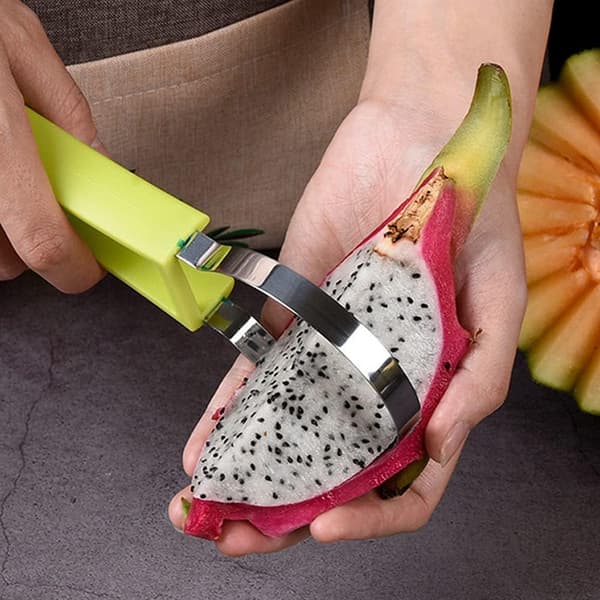 4-i-1 vannmelonkutter i rustfritt stål, sett med fruktutskjæringsverktøy