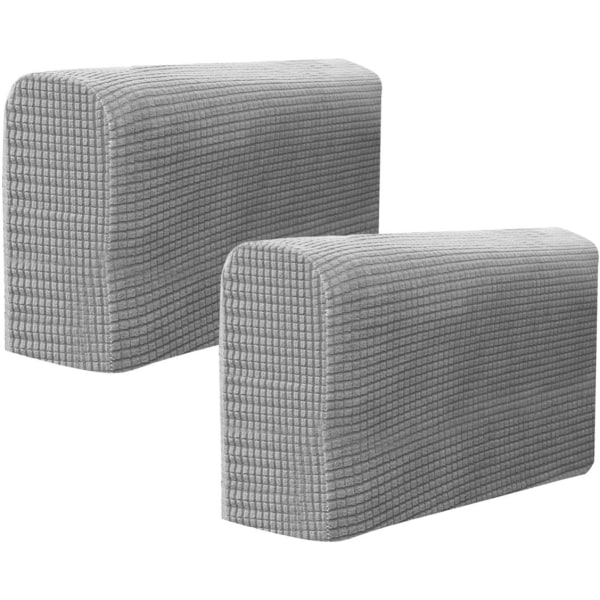 2 ST soffarmstödsöverdrag, justerbara, stretchiga soffarmstödskåpor, halkfri möbelskydd (grå) grey