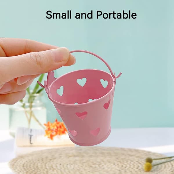 12 stk, liten blikkbøtte, DIY-dekorasjon, 6*5.5cm