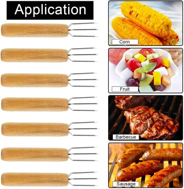 Genanvendelige majsgrillgafler i rustfrit stål BBQ-redskaber 10 stk.