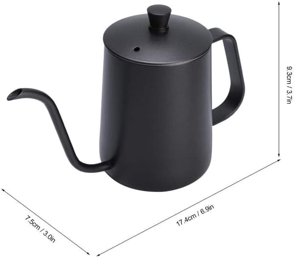Drypkaffekande, rustfrit stål lang smal tud til hjemmebrygning (350 ml)