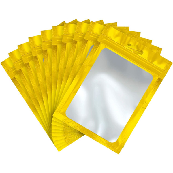 100 st Mylar-påsar återanvändbara läckagesäkra tätningspåsar för smycken (10,5 x 15 cm, guld) gold 10.5*15cm