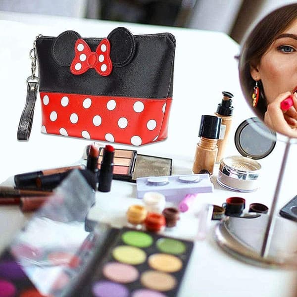 Letvægts håndtaske til damer Mickey Bow Dot Makeup Opbevaringstaske (Blå) Blue