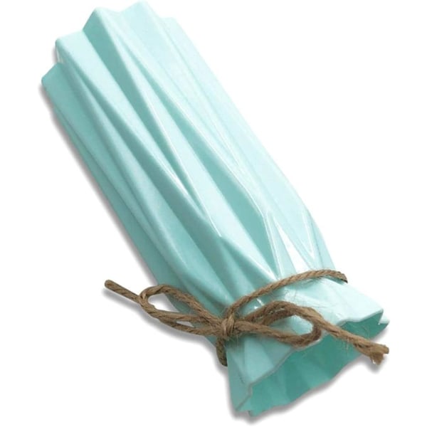 Geometrisk plastvas imitation keramik blomma växt vas liten bordsskiva vas 18cm (himmelsblå) Blue