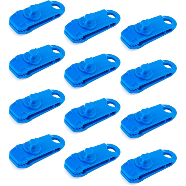12-pack låsande klämmor multifunktionella säkra presenningklämmor (blå)