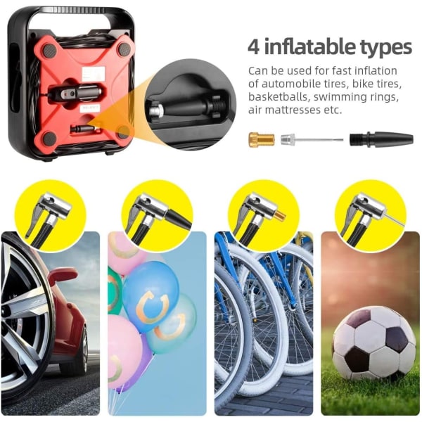 Bil däckuppblåsare mini tryckmätare ventil luftkompressor 12v digital däckpump bil luftpump color 2