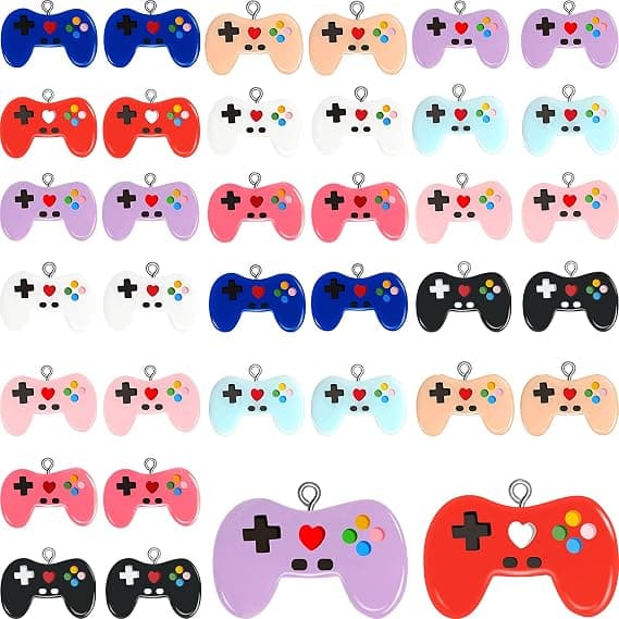 80 stykker videospilcontroller-charms til DIY nøgleringfremstilling halskæde øreringe armbånd (farve tilfældig)
