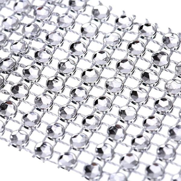 4 cm 8-radig 5 meter akryldiamantband för bröllopstårtor, födelsedagsdekorationer, - silver