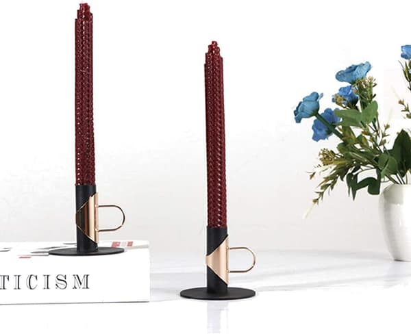 Konljus, Ljusstake för bröllop, middag, fest, jul (guld) 2 stycken