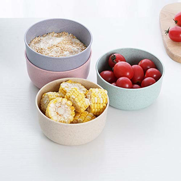 Set med 4 stora okrossbara frukostskålar gjorda av lätt plast - diskmaskin och mikrovågsugn