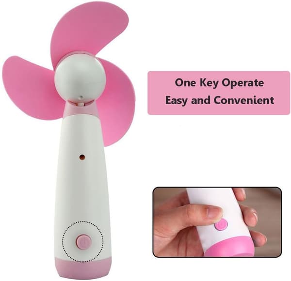 Mini håndholdt ventilator, bærbar køleventilator, elektrisk ventilator med bløde skumblade til udendørs brug (pink)