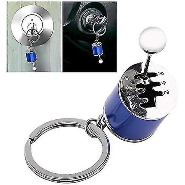 Växelspaksnyckelring, automatisk växelspaksmodell nyckelring växlad formad metall (4,05 x 1,61 x 0,8 tum) (blå) Blue