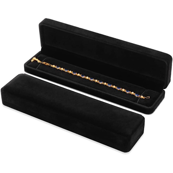 Set med 2 klassiska sammetshalsbandskedja armband displayfodral smyckesgåvoask 8,7x1,6x2 tum