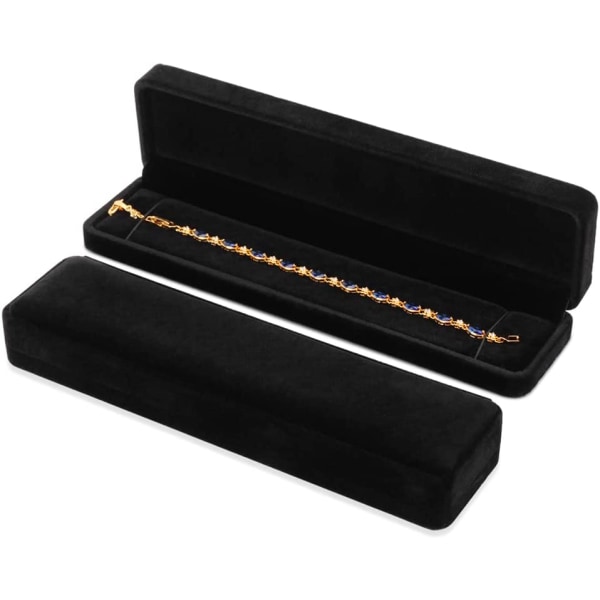 Set med 2 Klassiskt sammetshalsband Kedja Armband Case Smycken Presentask 8,7x1,6x2tum