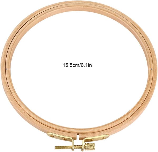 Broderiring i bambu, korsstygnsram, justerbar broderiram, cirkel (15,5 cm) 15.5CM