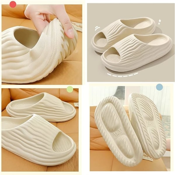 Badskor Män Kvinnor Tofflor Sommar Mules Halkfria Tofflor Moln Bad Inomhus/Utomhus（beige 36/37） beige