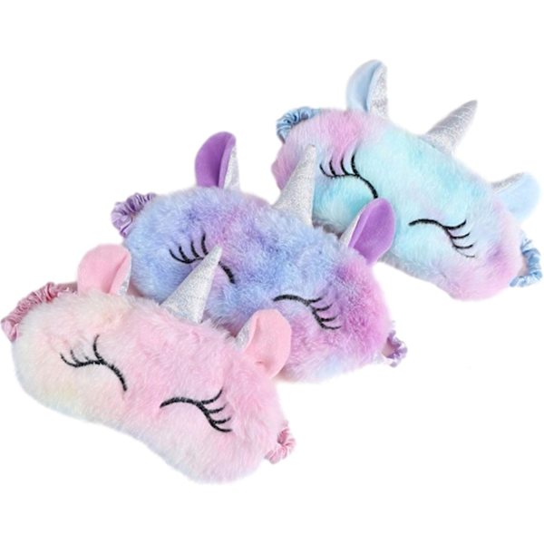 Dam Cartoon Unicorn Plysch Skugga Ögonmask (Slumpmässig Färg) 3 st