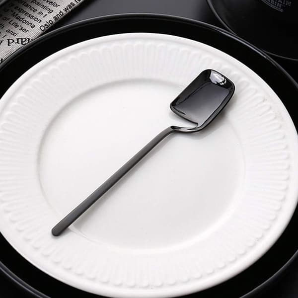 8 stk. dessertgafler og -skeer i rustfrit stål til dessert, te, kaffe, forret (sort) black