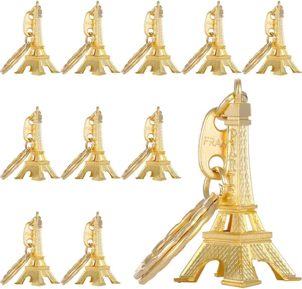 15 stk. Eiffeltårn Nøglering Retro Pynt Franske Souvenirs Nøgleringe (Guld) Gold