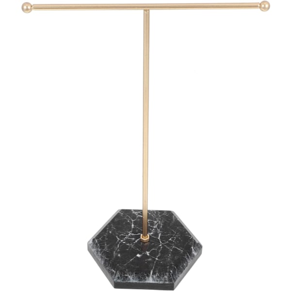 Smyckesställ T-formad örhänge displayställ guld järn halsband arrangör stativ smyckestorn hållare Black