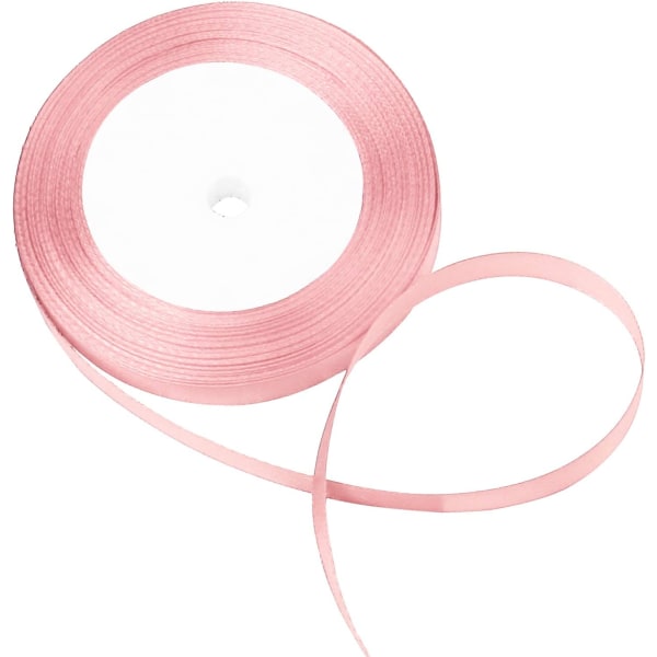 10mm x 22m Dubbelsidig Satängband för Presentinslagning Bröllopsfest Dekoration (rosa) Pink