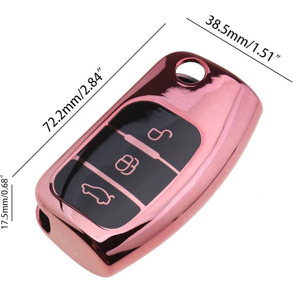 1 st bilnyckelskydd Finish TPU 3 knappar bilnyckelskydd fodral skal droppsäkert pink