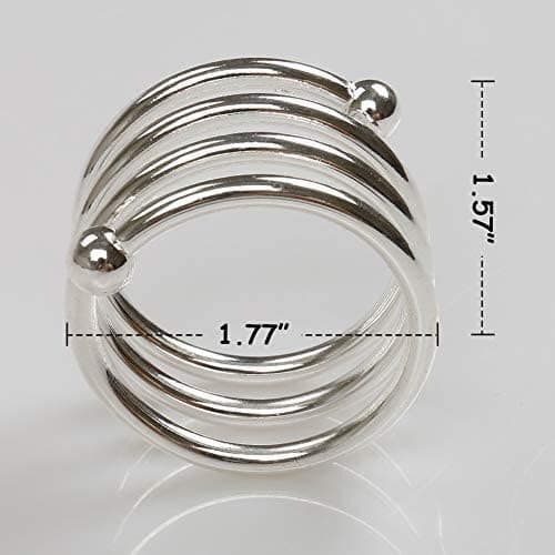 Serviettringer sett med 12, serviettringer oppgradert solid metall serviettringholder fjærdesign (sølv) Silver