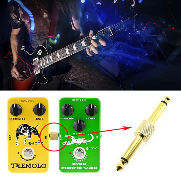 Forgyldt guitar-effektpedaladapterstik (guld) 2 stk.