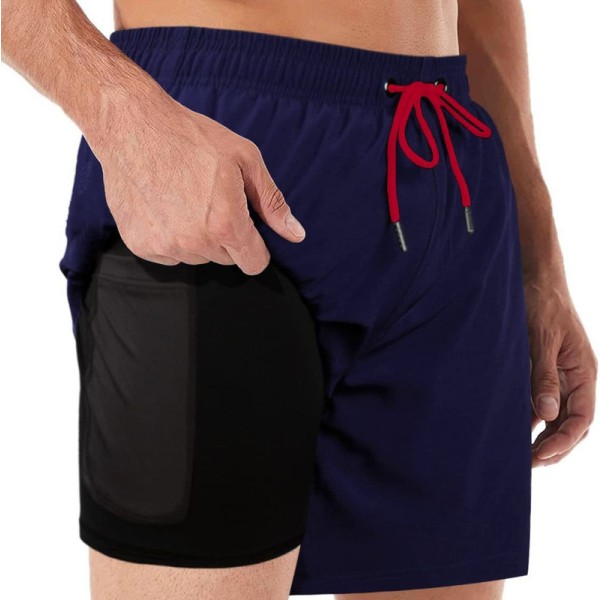 Badbyxor för män med kompressionsfoder, andningsbara badshorts, herrshorts för träning