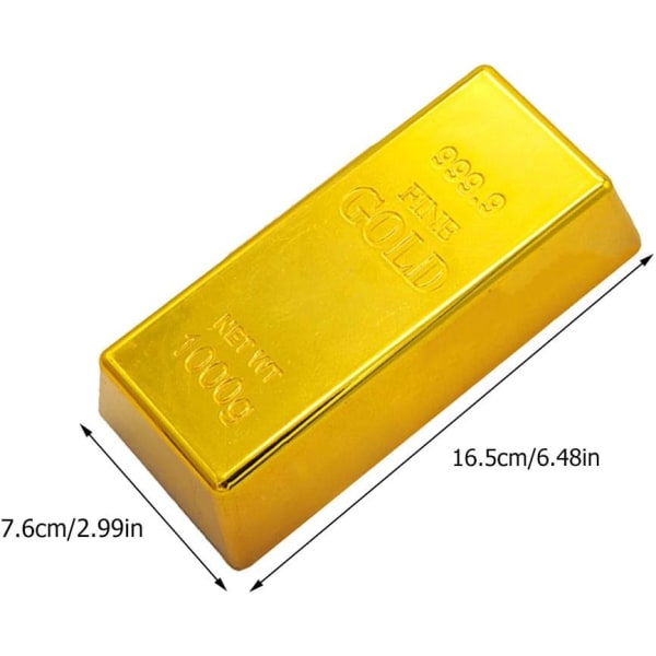 2st Fake Gold Bar Fake Golden Brick Replica Dekorationer Realistisk Gold Bar Tegel Prop Filmrekvisita Nyhet Present Skämt