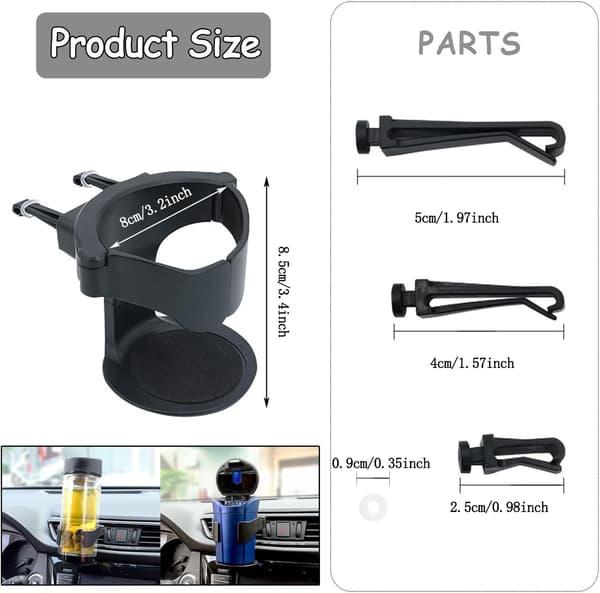Sæt med 2 bilkopholdere - Universal justerbar holder - Vandflaskeholder