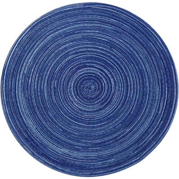 15 tums rundformad värmebeständig flätad bordstablett set om 6 (rund, blå) Blue