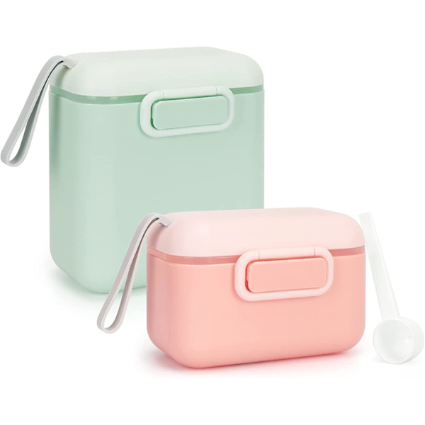 2PCS Baby Mjölkpulver Dispenser, 800ml+400ml Formula Mjölkpulver Dispenser Pot（stil 1）