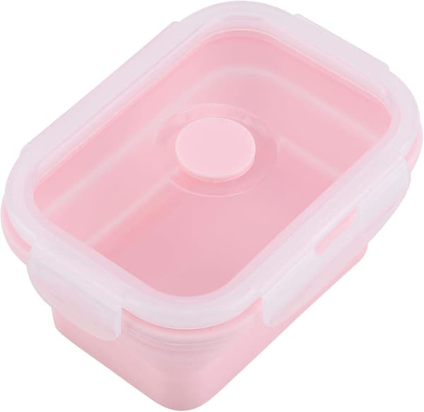 Sammenleggbare matbeholdere, lunsjbeholdere i silikon for barn og voksne (1200ML-ROSA)