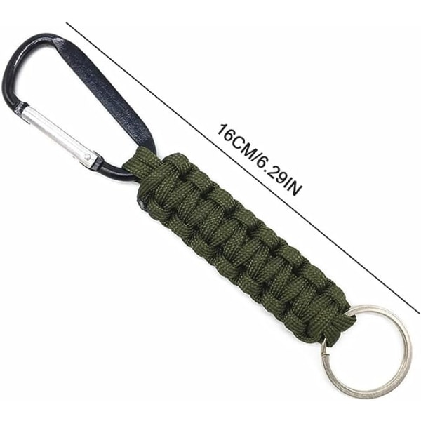 5-pack Paracord-nyckelringar med karbinhake, snodd med kedjehake, flätat ringhakeklämma