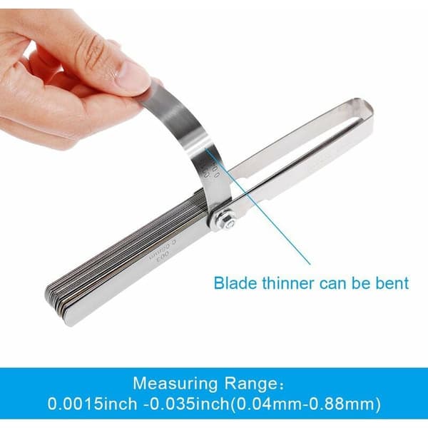 Følermål, 32 blade ventilshimsæt i rustfrit stål, metrisk/imperial markering, til måling af spaltebredde, til motor/tændrør/ventiler.