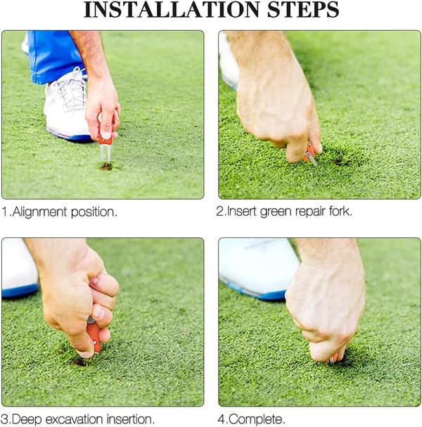 Golf Divot Reparationsværktøj, 4 Stk Golf Reparations Pitch Fork Rustfrit Stål Pitch Reparationsmærke
