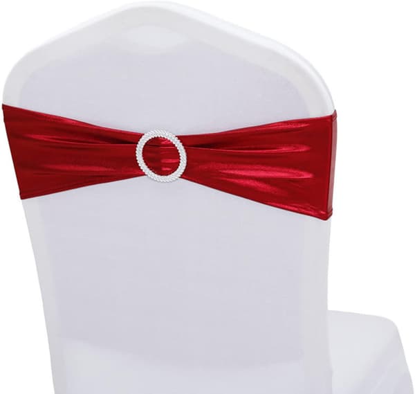 6 stk. elastisk stolbelte bryllupsfest stol dekorative stropper (rød) Red