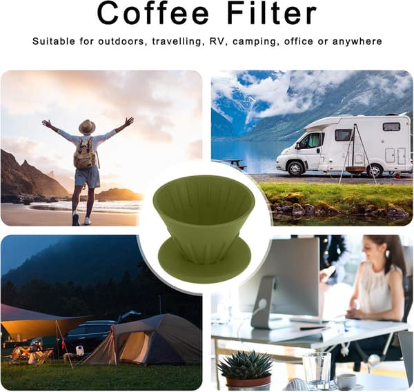 Bærbar silikone håndbrygget kaffefilterkop (grøn) 1 stk. Green