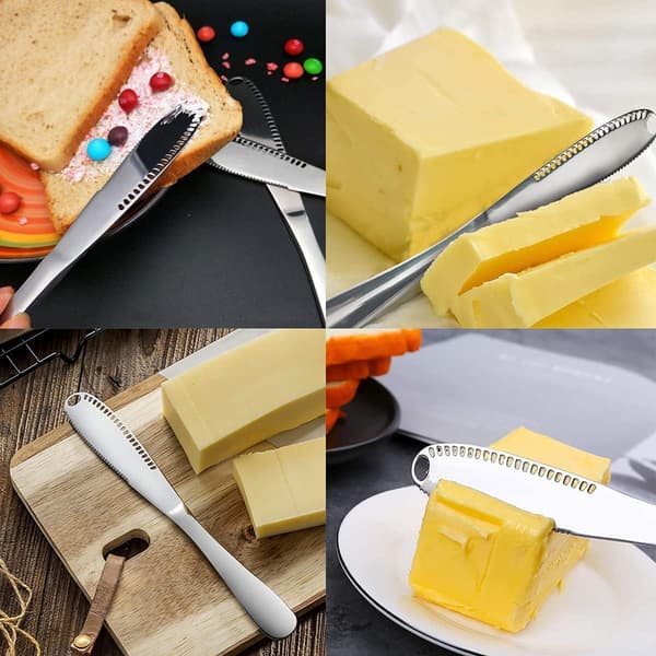 2-pack smörgåsknivar, rostfritt stål gräddkniv, för att sprida frukostmarmelad (silver)