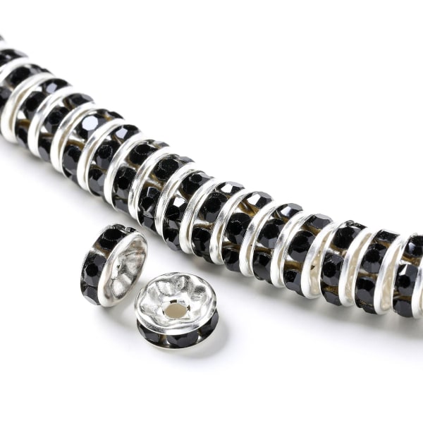 8 mm armbandstillverkning diamantring DIY smycken hantverk (svart) 50 stycken Black