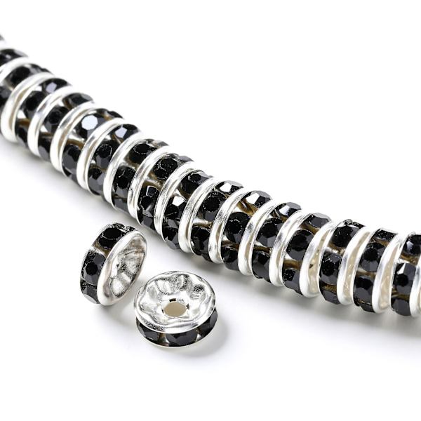8mm armbandssmyckesdiamant ring DIY smyckestillverkning (svart) 50 stycken Black