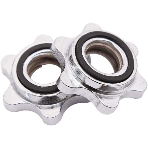 2 st Spinnlås Krage Hantel Skruvklämmor Hantel Bar Spinnlås（Silver）