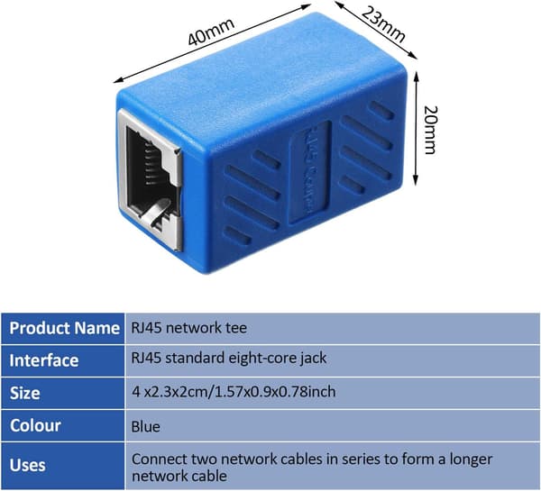 Netværkskabel forlængeradapter netværkskabelstik samling (blå) 10 stk. Blue