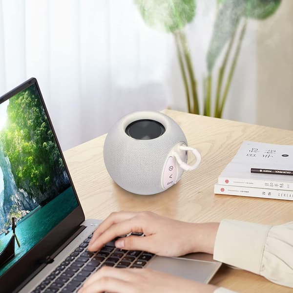 Bærbar højttaler, Bluetooth-højttaler kompatibel med telefon/computer (hvid) White