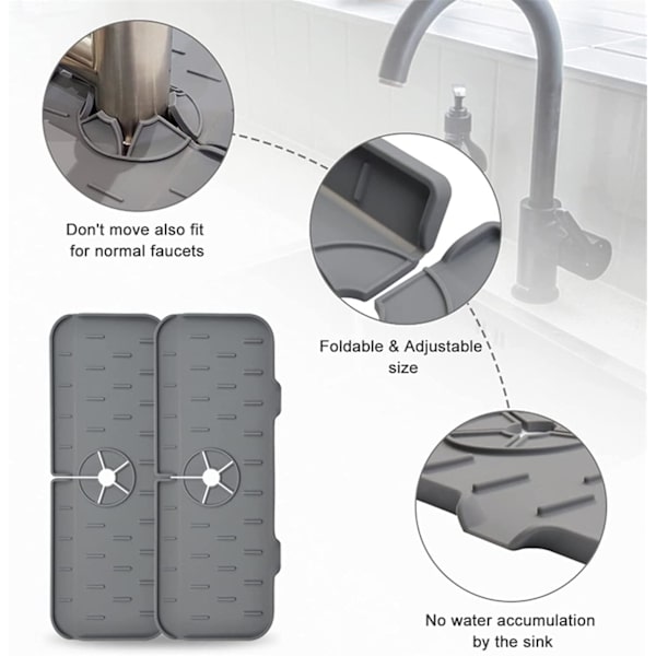 Diskho Silikon Avloppsplatta Anti-Spill Pad Hushållsartiklar (Grå) 1 st Grey