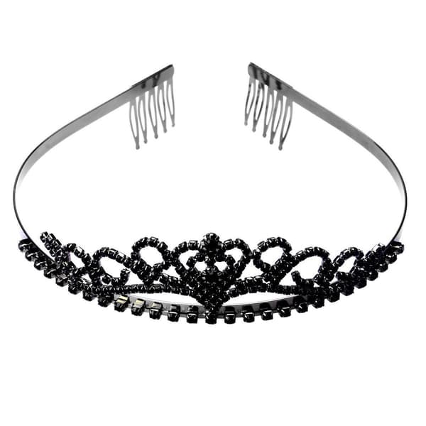Bryllupshårbånd Hårbøjle Rhinestone Krone med Hårkam (Sort)